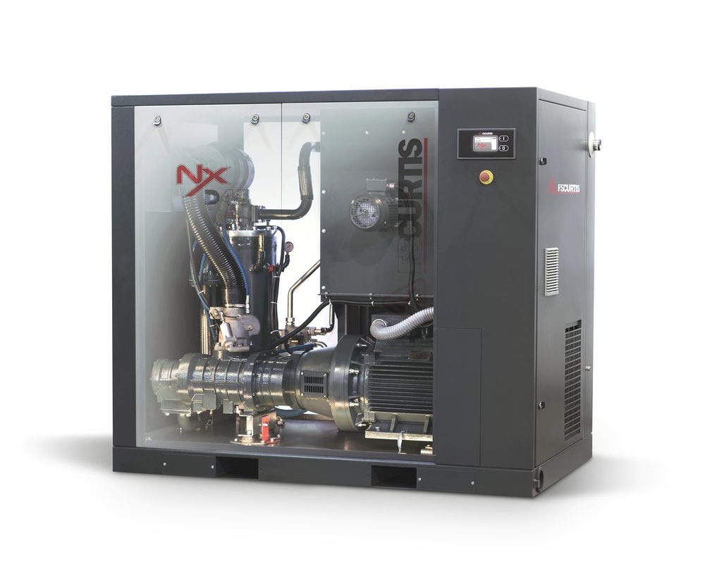 FS Curtis NXD rotary screw air compressor internal view — MACWORX authorized BC distributor
