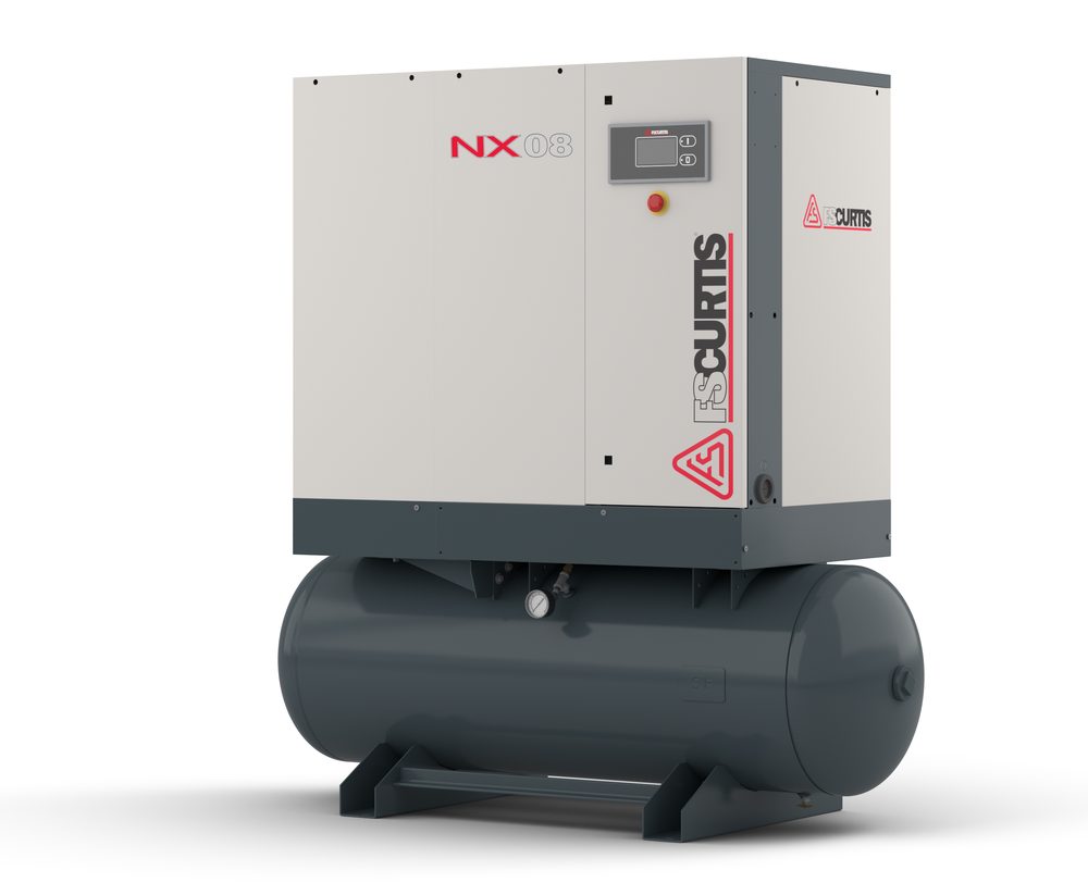FS Curtis NXB rotary screw air compressor on tank — MACWORX authorized BC distributor